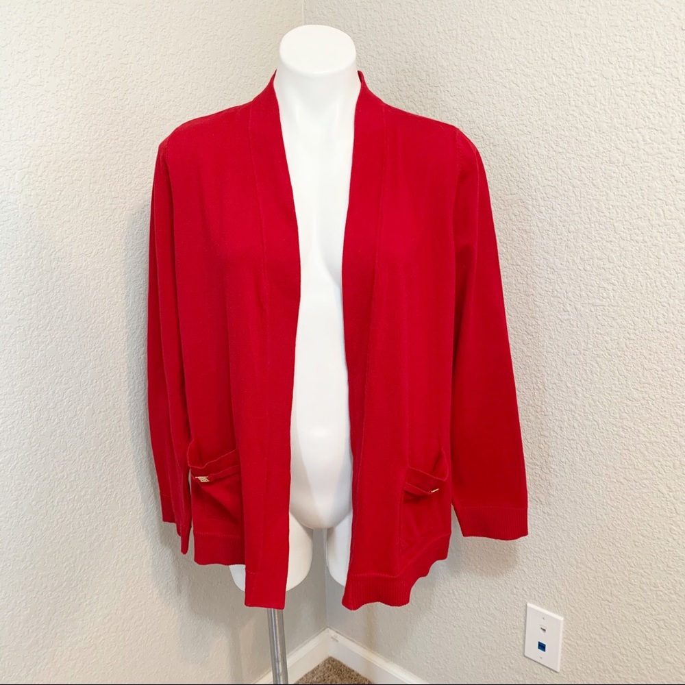 3/$25 Anne Klein Red Open Front Cardigan